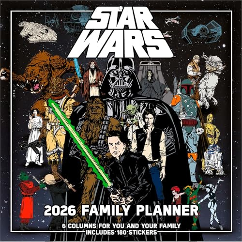 Pyramid International - STAR WARS 2026 – Familienplaner 30×30 cm (aufgeklappt 30×60 cm) mit 12 Motiven, Wandkalender für Familien & Star-Wars-Fans
