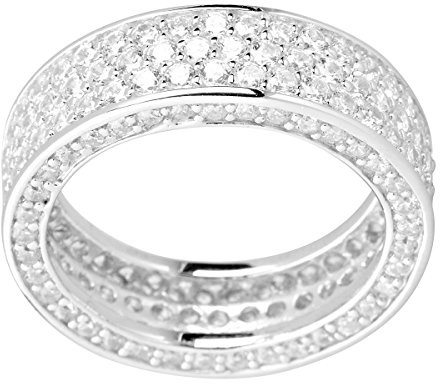 Sterling 925er Silber Pave Ring - THREE CZ LINES - 6