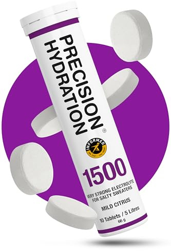 Precision Hydration Electrolyte Tablets - Multi Strength Effervescent Hydration Tablets - Combats Cramp - Low Calorie, Gluten Free, Vegan/Vegetarian Friendly (1 Tube, 1500mg/L - Purple Tube)