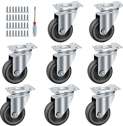 Ruote per mobili,8 pezzi ruote da carrello, Ø50mm ruote girevoli,Rotelle per mobili e 32 Viti,rotelle per carrelli,ruote da trasporto,carico 50 kg cad.