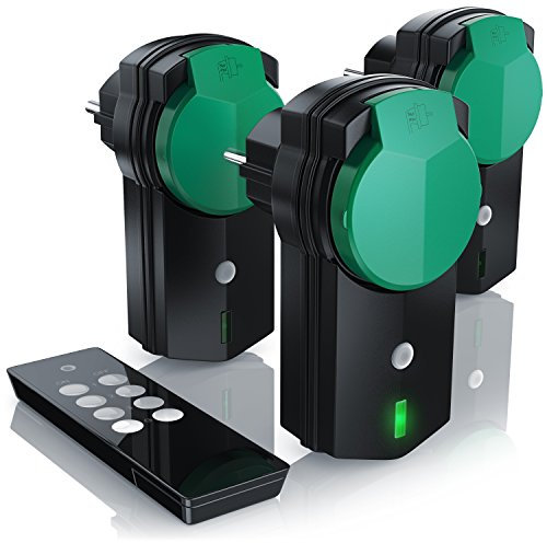 Set de enchufes inalámbricos para exteriores 3 en 1 - para uso al aire libre - 3 enchufes inalámbricos