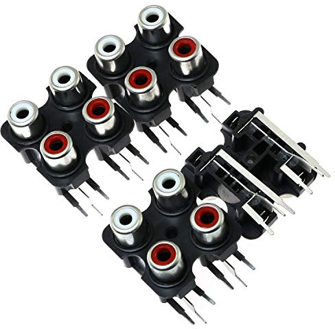 E-outstanding RCA Female Jack 4PCS PCB Mounted AV Concentric Outlet 4 RCA Female Video Socket Right Angle Connector