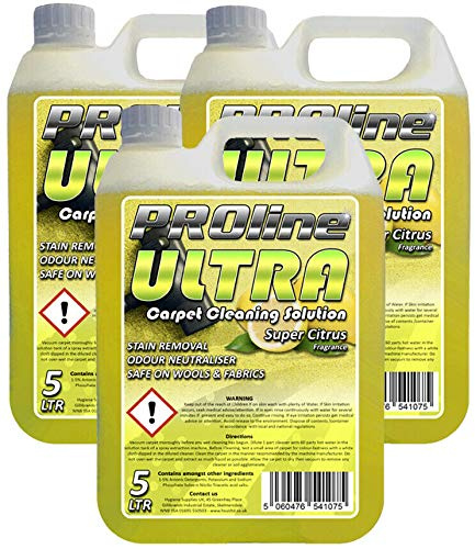 Proline Carpet Cleaning Shampoo Solution 15ltr Pet Odour Eliminator Citrus Low Foam