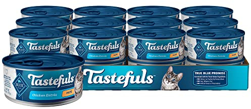 Blue Buffalo Tastefuls Natural Pate Wet Cat Food, Chicken Entrée 5.5-oz cans (Pack of 24)
