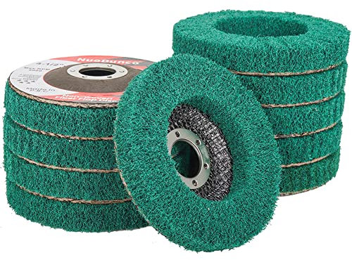 NuoDunco 10Pcs 4-1/2 Nylon Fiber Flap Disc Polishing Grinding Wheel, 4.5 x 7/8 Abrasive Grinding Discs, 180 Grit Buffing Wheel Scouring Pad, for Rust Removal and Cleaning