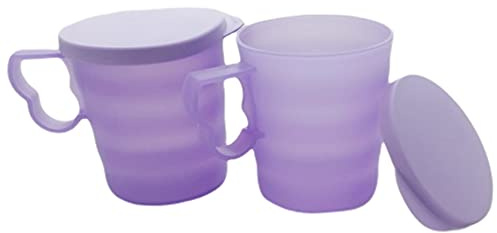 Tupperware Set (2) Junge Welle Trinkbecher mit Henkel 350 ml Becher Helllila lila