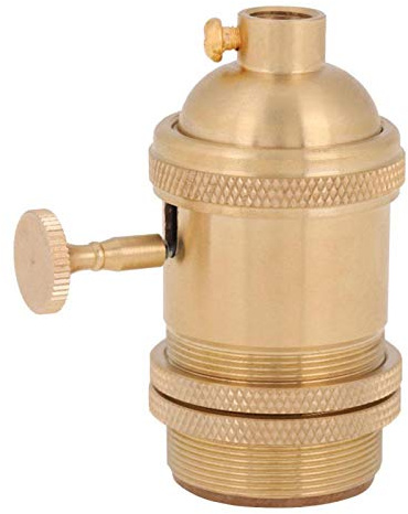 EVTSCAN Vintage E27 Lampenfassung, Messing Schraubgewinde Lampenfassung Halter/Antik Lampensockel Halter für E27 Glühbirne Retro Pendelleuchte Halter(Button Switch)