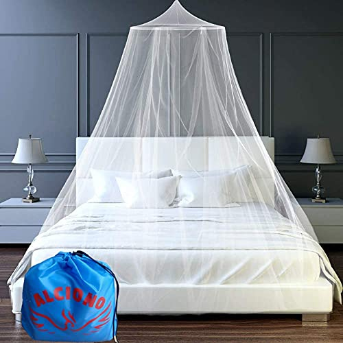 ALCIONO Universal White Conical Mosquito Mesh Net Easy Installation Hanging Bed Outdoor Foldable Mosquito Net for Single to King Size Beds - (60 * 230 * 1200 cm)