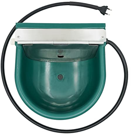 Svauoumu Pferdetränke Beheizbar Tränkebecken Pferd Beheizter Frostsicher Pferdetränke,mit Verstellbaren Schwimmerventil für Ziegen Schafe Rinder Weide(dunkelgrün)