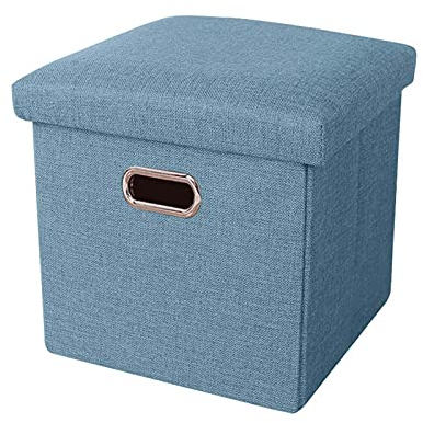 FOGUO Sitzhocker 25x25x25cm, Faltbare Sitztruhe, Sitzbank mit Stauraum, Aufbewahrungsbox mit Deckel, Beinschaukel Fußablage Hocker, Sitzpouf Bodenkissen