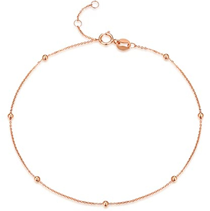 Beydodo Armband Rosegold 18K Damen, Gliederarmband mit Beads Bettelarmband Armband 16-20 CM für Frauen