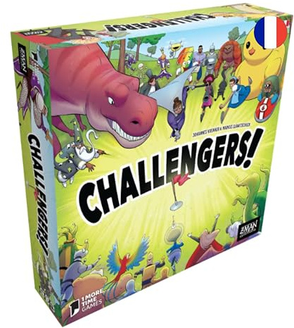 Asmodee - CHALLENGERS – Interaktives Gesellschaftsspiel Deck Building – Für Kinder ab 8 Jahren – Gewinner As D'Or 2023 – Turnier Fang-Flagge – 1 bis 8 Spieler – 45 Minuten - Französische Sprache