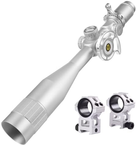 WestHunter Optics WHI 6-24x50 SFIR FFP Scope, First Focal Plane Red Green Illuminated Etched Glass Reticle, 30mm Tube Tactical Precision 1/10 MIL Scopes | Silver, Picatinny Kit B