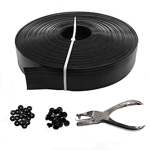 Qlvily Cinta de privacidad para valla de alambre, 75 m x 0 m, listones de valla de alambre, privacidad para cubrir cercas, color negro (200 botones + perforador incluidos)