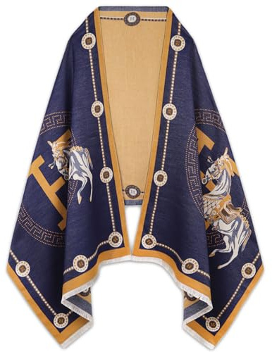 EXTREE Scarfs for Women Pashmina Silky Shawl Wrap for Evening Dressing Blanket Open Front Poncho Cape