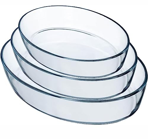 RUTAVM Baking Dish Glass Set, Ceramic Bakeware Glass Baking Dish Set 3 Piece - Casserole For Cooking, Cake Dinner, Kitchen Baking Dishes Oven Pans Snowflake Series Oven