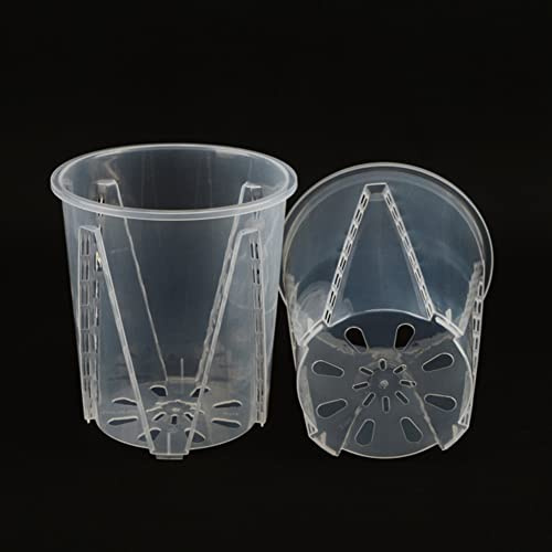 FACULX Lot de 5 pots à orchidées en plastique transparent avec trous pour intérieur et extérieur
