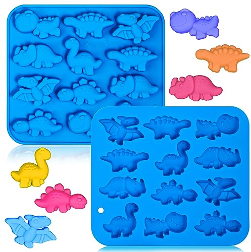 Webake Dino Pralinenform Silikon 2 Stück Schokoladenform Dinosaurier Silikonform Dino Backform Dinosaurierform für Pralinen Schokolade Süßigkeit Gelee
