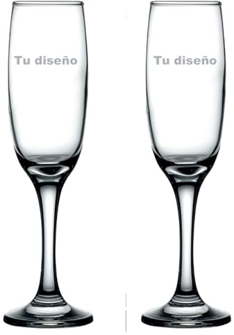 Cocholate - Pack de deux verres à cava personnalisés - Coupes champagne personnalisées pour marié - Cadeau de mariage, célébration, mariage d'or ou mariage d'argent (Tu logo, 2)