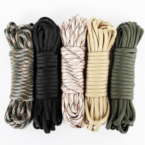Romon Paracord 550 4mm, Paracord Kit 30 Metri, Corda Colorata, Cordas Campeggio, Corda Arrampicata, Cordas 7 Fili, Cordas Tattica, 5 Colori/6 Metri