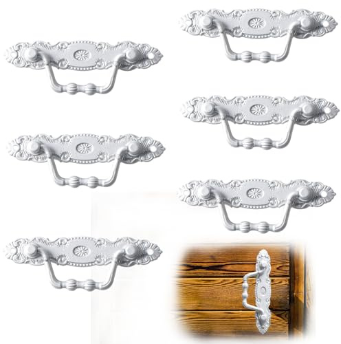 Molyorch 6 Stück Alte Tür Schrank Knöpfe, Weiß Farbe Möbelgriff, Zink Legierung Antik Schrankgriffe, für Kommode, Schublade, Möbel DIY Dekoration (Weiß)