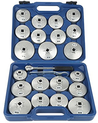 23 Stück Cup Typ Leckfilterschlüssel, Ölfilterschlüssel, Druckguss, zum Entfernen der Motorhaube von Ölfilter und Auto mit Ölfilterwerkzeug (blau)