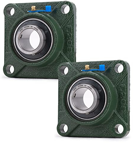 XiKe 2 pezzi UCF206 foro 30mm Cuscinetti a blocco cuscinetto con flangia quadrata, Guscio integrale in ghisa e cuscinetti autoallineanti in acciaio al cromo.