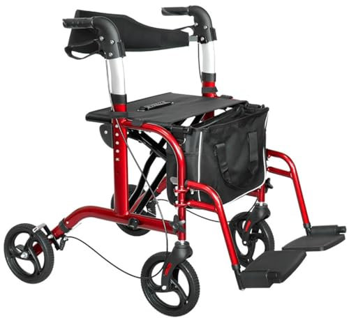 alluminio Rollator,Deambulatore per Anziani con 4 ruote,pieghevole Girello ultraleggero,deambulatore da esterno,con pedale,per terreni e attività all'aperto A