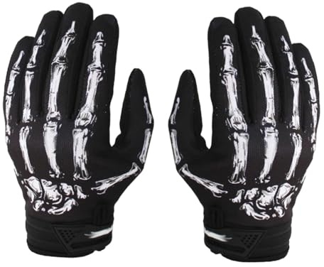 Ronyme Motorradhandschuhe mit Skelettmuster, Fahrradhandschuhe, rutschfest, atmungsaktiv, Reithandschuhe für ATV, Motocross, langlebig, Größe L