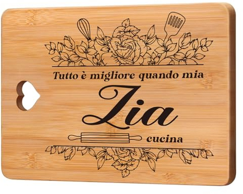 Regalo Zia, Regalo Zia Compleanno, Regalo per Zia, Regali per Zia Cucina Utili, 'Tutto è Migliore Quando Mia Zia Cucina' Tagliere in Bambù.
