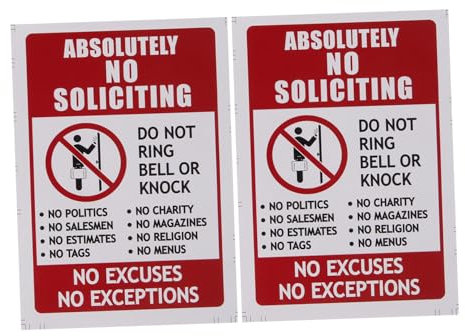 FUNOMOCYA No Soliciting Sign Stickers 2Pcs Waterproof Pvc Adhesive Strong Grip No Cold Calling Door Sticker for Home and Business Safety