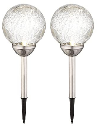 GLOBO 2er Set RGB LED Solar Leuchten Steck Lampen Beleuchtungen Glas Kugel Außen Strahler Farbwechsel