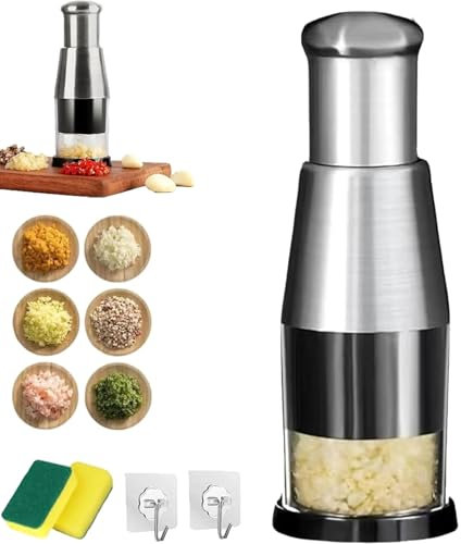 Gourmet skiva deluxe skärare, gourmetskiva deluxe skärare vitlök, gourmetslice deluxe skärare, manuell vitlökshackare mini, för köttning av lök potatis paprika (1 st)