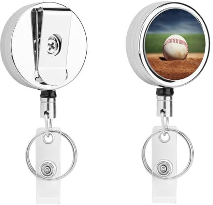 Baseball-Ausweishalter, strapazierfähig, einziehbar, Namensschild-Spule, Metall-Schlüsselanhänger-Clip mit transparenten PVC-Riemen, Arbeitszubehör für Krankenschwestern, Büro, Lehrer