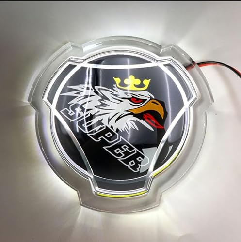 1 Set Griffin SUPER Logo Aufkleber für Scania Auto-LKW Frontemblem Abzeichen mit 24V LED weißen Beleuchtungsstreifen anwendbar für LKW-beleuchtetes Zubehör (schwarz)