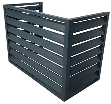 Aluminium mini split AC-enhetsskydd för brusreducering och väderskydd utomhus luftkonditionering och värmepumpskydd med hylla växtstativ lämpligt för yttre enheter.