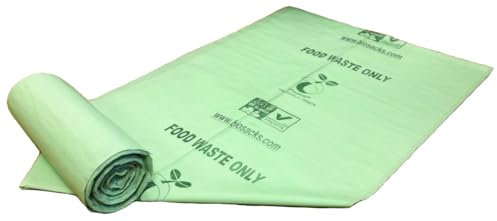 SAI-PAC 40L Compostable Biodegradable Kitchen Caddy Liners – 25 Food Waste Bags, EN 13432 Certified Bin Liners, Eco-Friendly Compost Bags for Garden, Office & Household Garbage