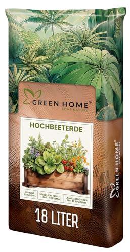 Green Home Terreau Carré Potager 18L - avec Perlite, Fibres Coco, Humus ecorce & Tourbe Blonde - Terre prete pour legumes, Herbes aromatiques et bac sureleve