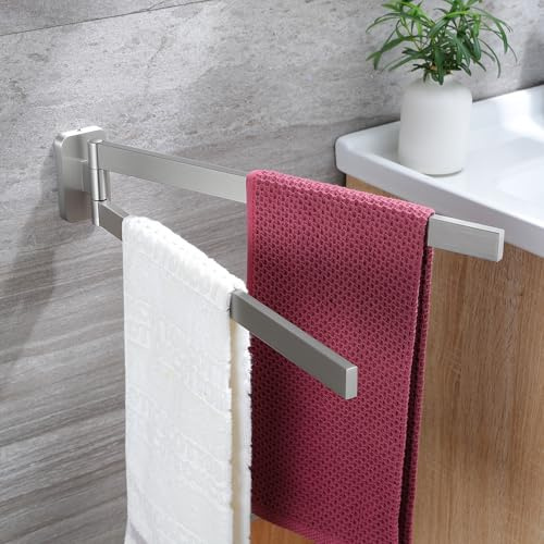 ZUNTO 41cm Porta Asciugamani da Parete, Foratura Port Salviette Bagno, Doppio e Girevole a 180°, Portasciugamani da Forare in Acciaio Inox 304 Spazzolato, 2 Bracci