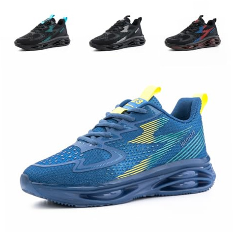 Hitmars Baskets Homme Chaussures Running Légères Chaussures de Sports Hommes Basquettes Marche Fitness Running Tennis Outdoor Gym Jogging Sneakers A Bleu EU 46