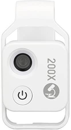 Generic Microscopio de Teléfonos Móviles, Diseño de Clamp/Holder de 200x Microscopio de Bolsillo Portátil Compatibilidad con Luz LED para Jadestone (White)