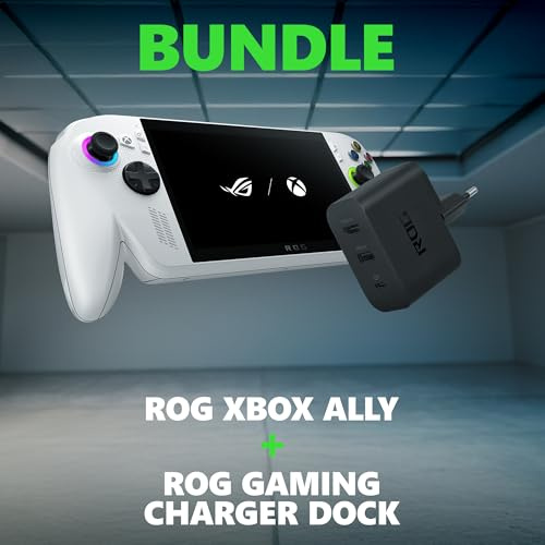 ASUS ROG Xbox Ally RC73YA con caricatore, Monitor touchscreen con display 7 Glossy, 120Hz, AMD Ryzen Z2, RAM 16GB, 512GB SSD PCIE, Windows 11 Home, White