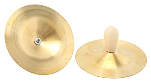 2 uds platillos para niños Mango de Madera de Cobre Danza del Vientre platillos de Mano Instrumento de percusión Juguete