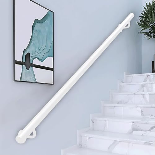 Corrimano per scale, 1 m 1,5 m 2 m 2,5 m 3 m in metallo battuto, ringhiera per scale in tubo tondo, corrimano a muro per gradini interni ed esterni, bianco(570cm)