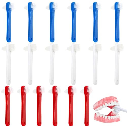 18 Pcs Spazzolini Doppia Testa per Dentiere, Spazzolino per Protesi Dentaria, Spazzola Pulizia Della Strumento per Dentiere con Design a Doppia Estremità
