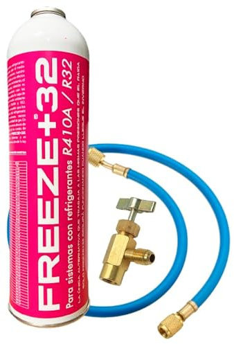 Kit de Recarga de Refrigerante compacta, Sistema Compacto con Manguera y Válvula de Conexión, para Aire Acondicionado y Refrigeración. FREEZE +32