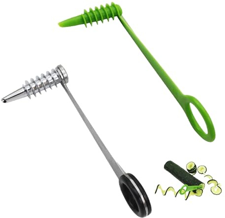 2 Pcs Spiral Cutter,Potato Spiral Cutter,Manual Fruit Spiralizer Vegetable Slicer Kitchen Tool,Potato Slicer Stainless Steel Blade & Plastic Vegetable Spiralizer for Cucumber Potatoes Carrots Fruits