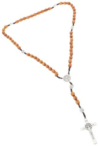 GALPADA Religiöser Rosenkranz aus Braunem Holz mit Kreuzanhänger, Klassisch und Elegant, Vermittelt Positive Stimmung und Harmonie für Heilige Anlässe und Täglichen Gebrauch