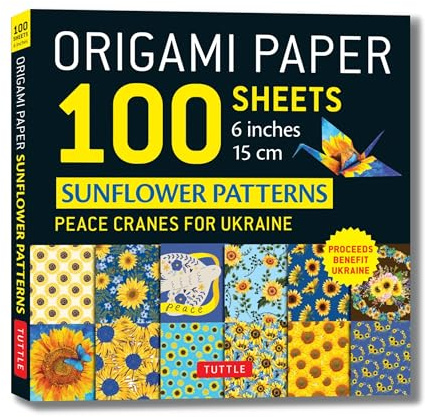 Origami Paper 100 Sheets Sunflower Patterns: Peace Cranes for Ukraine. Proceeds Benefit Ukraine - Tuttle Origami Paper: Double-sided Origami Sheets ... - Instructions for 5 Projects Included