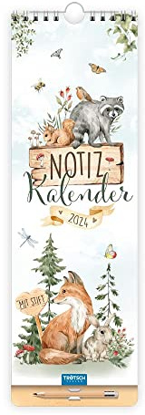 Trötsch Notizkalender mit Stift Hochformat Waldfreunde 2024: Wandkalender Notizkalender